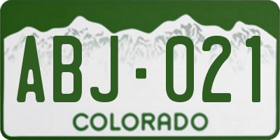 CO license plate ABJ021