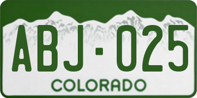CO license plate ABJ025