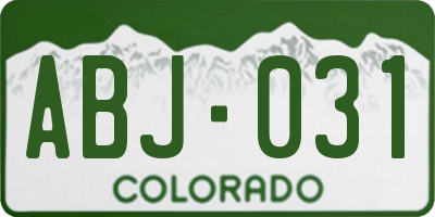 CO license plate ABJ031