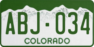 CO license plate ABJ034
