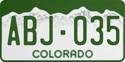 CO license plate ABJ035