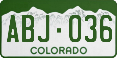 CO license plate ABJ036