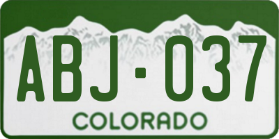 CO license plate ABJ037