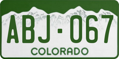 CO license plate ABJ067