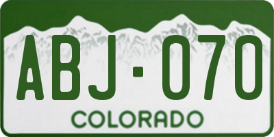 CO license plate ABJ070