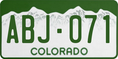 CO license plate ABJ071