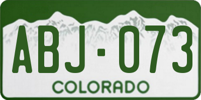 CO license plate ABJ073
