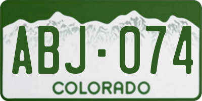 CO license plate ABJ074