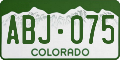 CO license plate ABJ075