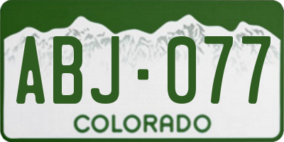 CO license plate ABJ077