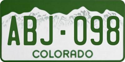 CO license plate ABJ098
