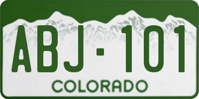 CO license plate ABJ101