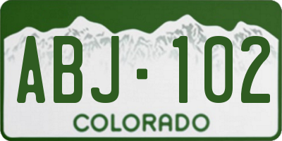 CO license plate ABJ102