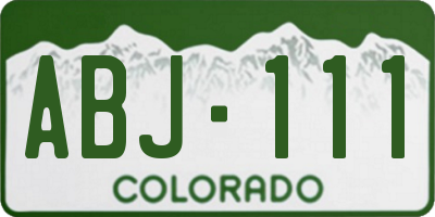 CO license plate ABJ111