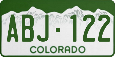 CO license plate ABJ122