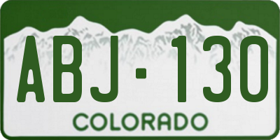 CO license plate ABJ130