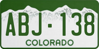 CO license plate ABJ138