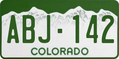 CO license plate ABJ142