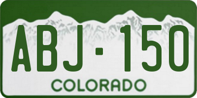 CO license plate ABJ150