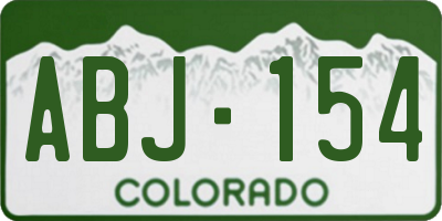 CO license plate ABJ154