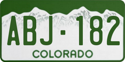 CO license plate ABJ182