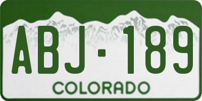 CO license plate ABJ189