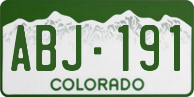 CO license plate ABJ191