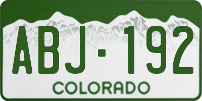 CO license plate ABJ192