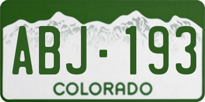 CO license plate ABJ193