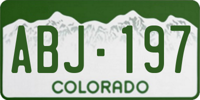 CO license plate ABJ197