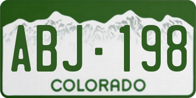 CO license plate ABJ198