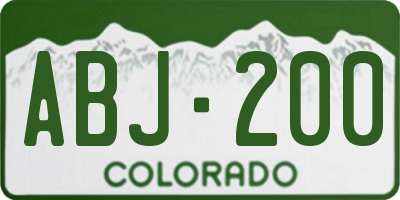 CO license plate ABJ200