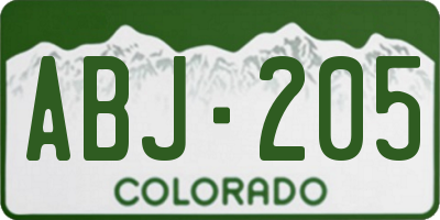 CO license plate ABJ205