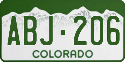 CO license plate ABJ206
