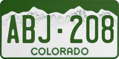 CO license plate ABJ208