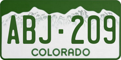 CO license plate ABJ209
