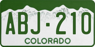 CO license plate ABJ210