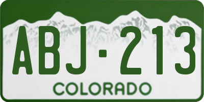 CO license plate ABJ213