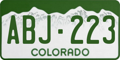 CO license plate ABJ223