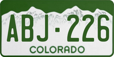 CO license plate ABJ226