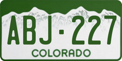 CO license plate ABJ227