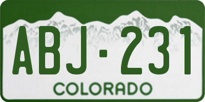 CO license plate ABJ231