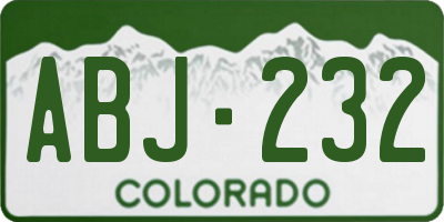 CO license plate ABJ232