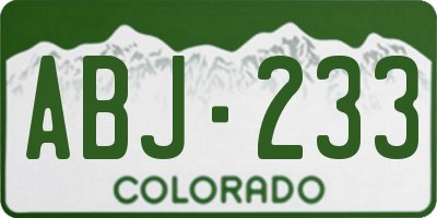 CO license plate ABJ233