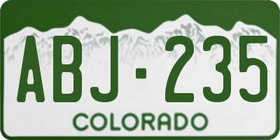 CO license plate ABJ235