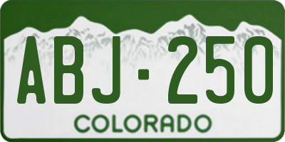 CO license plate ABJ250