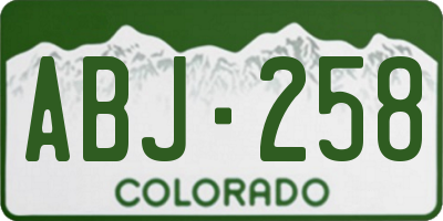 CO license plate ABJ258