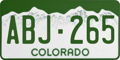 CO license plate ABJ265