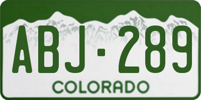 CO license plate ABJ289