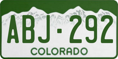 CO license plate ABJ292